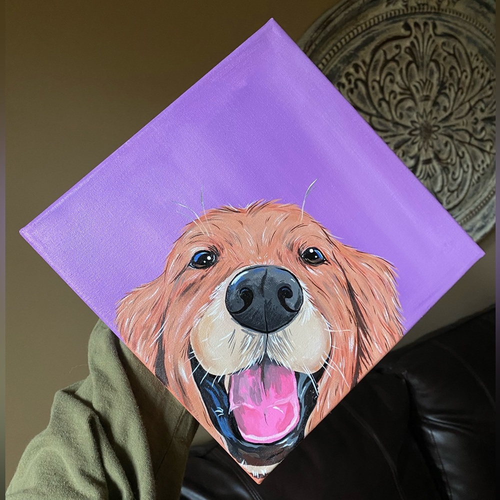 Golden retriever dog canvas painting